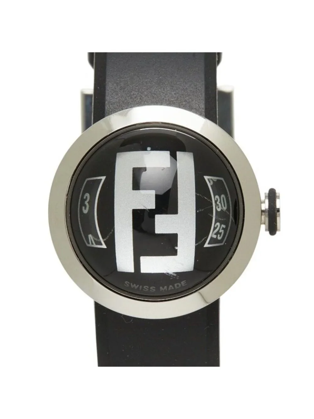 Fendi Bousla Watch Silver Black Stainless Steel Rubber
